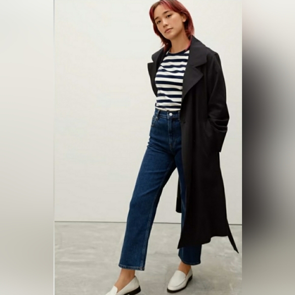 Everlane Black Draped Trench Coat Sz S. Excellent condition - Picture 7 of 8